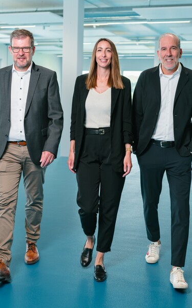 Philip Howis, Veronica Pedicillo and Cuno Weisser from the management team at Jossi AG